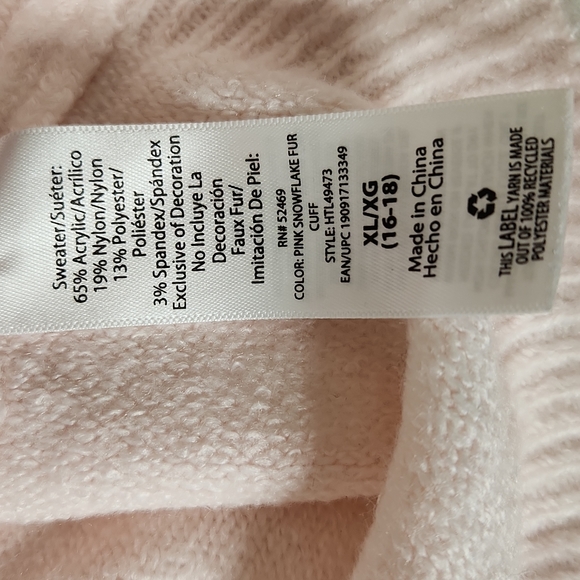 Pink sequin  fuzzy knit faux fur crewneck barbiecore Christmas sweater size xl - Picture 6 of 7